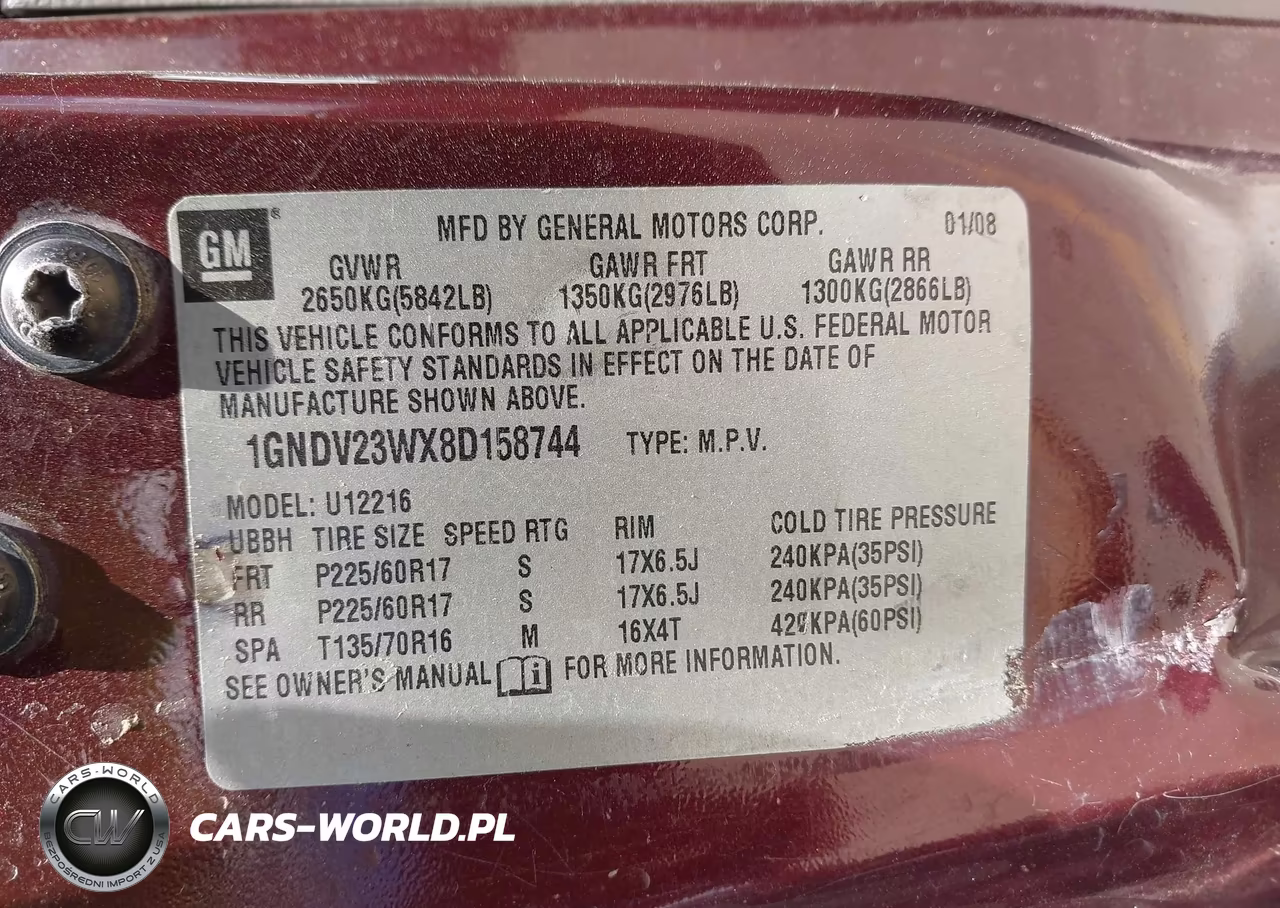 2008 Chevrolet Uplander Ls VIN:1GNDV23WX8D158744 - 9