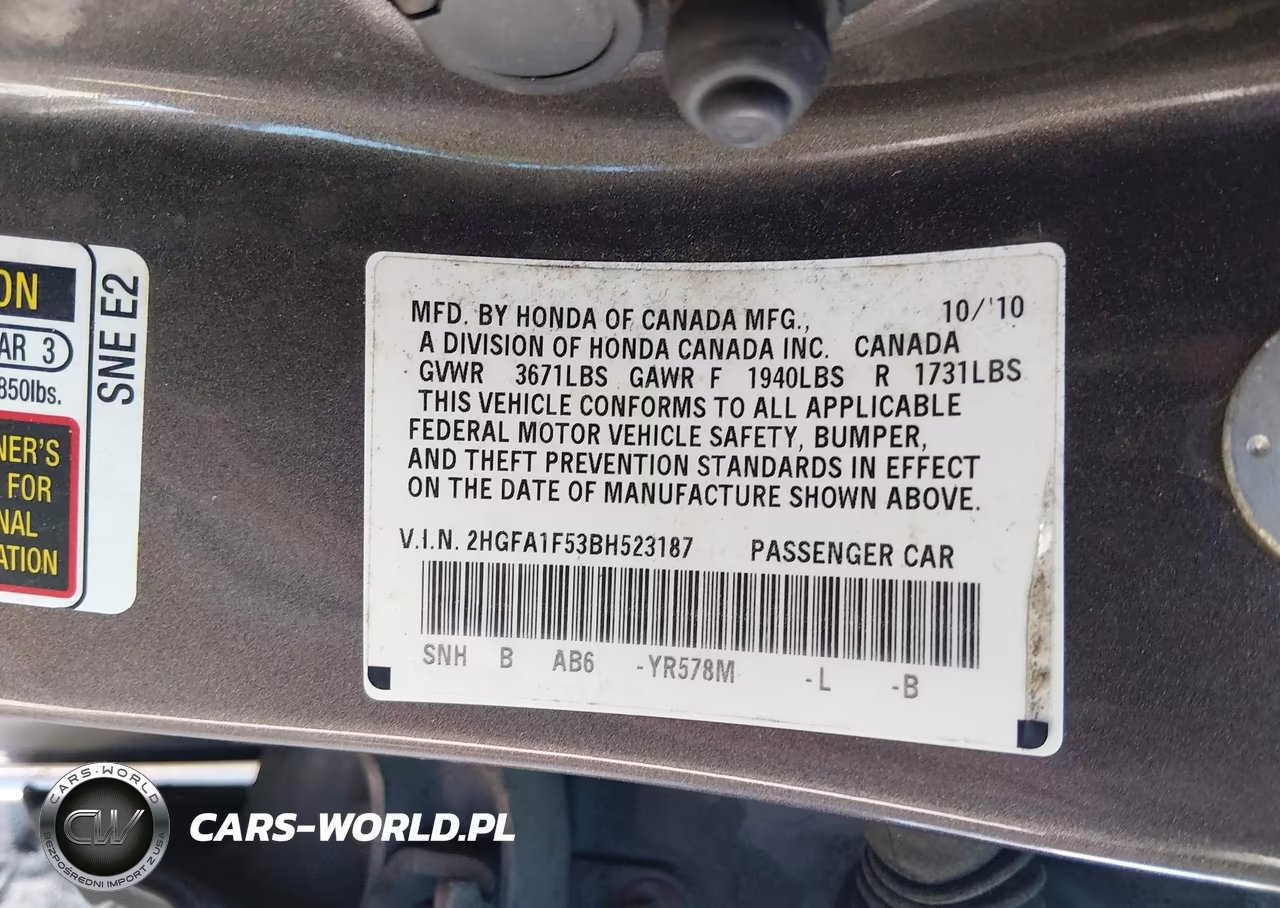 2011 Honda Civic Lx VIN:2HGFA1F53BH523187 - 9