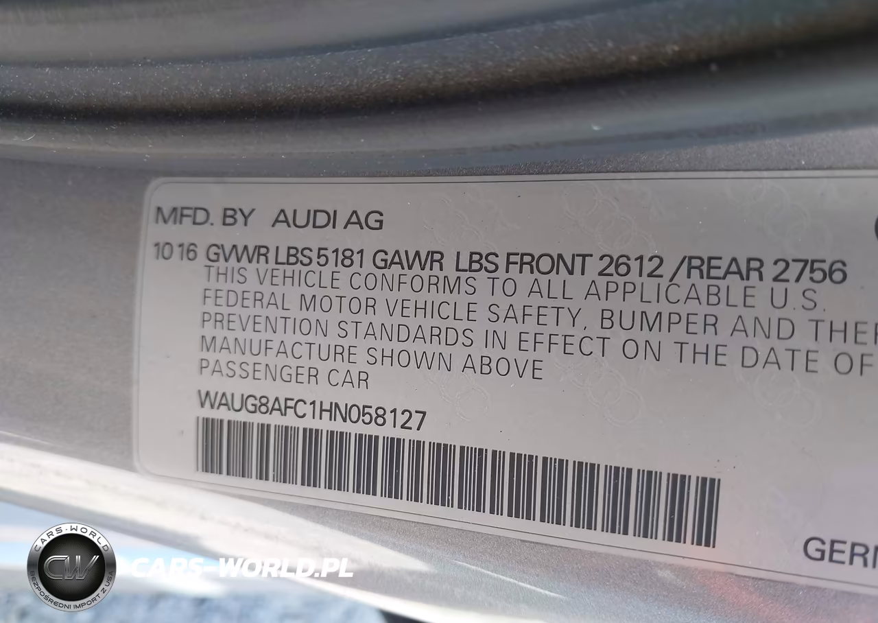 2017 Audi A6 Premium Plus VIN:WAUG8AFC1HN058127 - 9