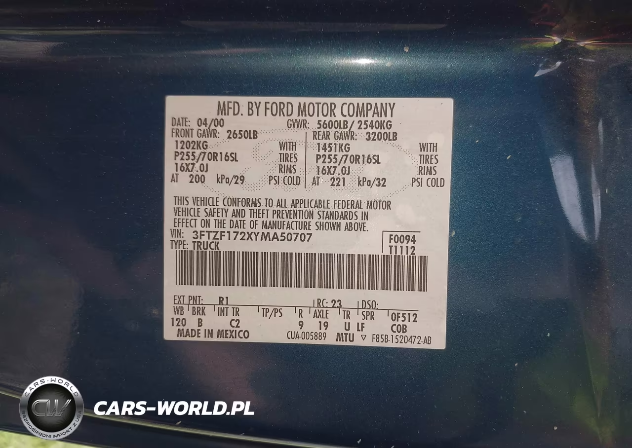 2000 Ford F-150 VIN:3FTZF172XYMA50707 - 9