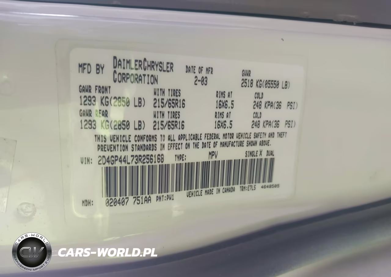 2003 Dodge Grand Caravan Sport VIN:2D4GP44L73R256168 - 9