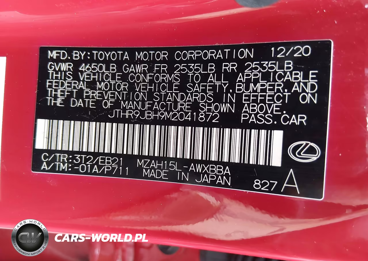 2021 Lexus Ux 250H F Sport VIN:JTHR9JBH9M2041872 - 9