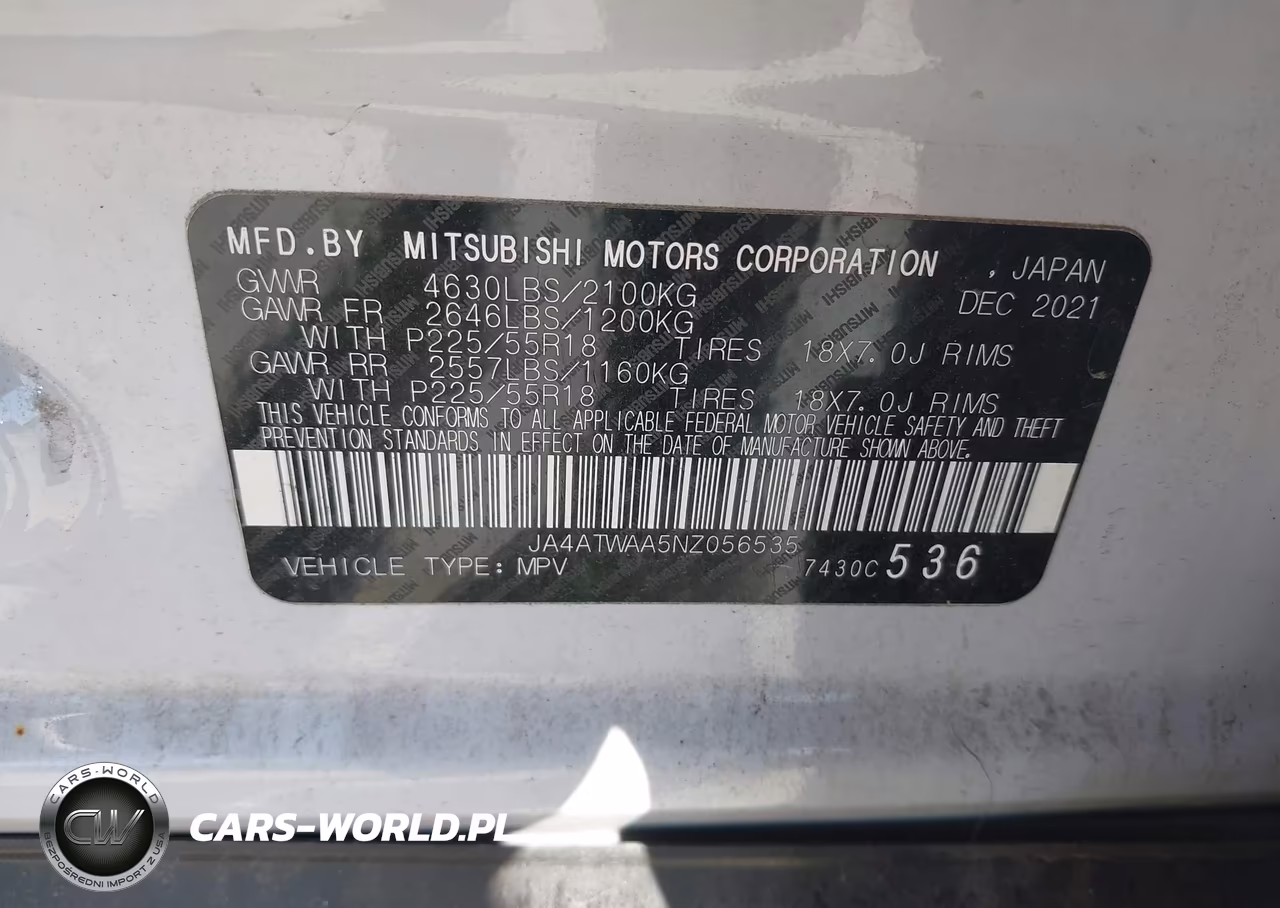 2022 Mitsubishi Eclipse Cross Se S-Awc-Se Special Edition S-Awc-Sel S-Awc-Sel Special Edition S-Awc VIN:JA4ATWAA5NZ056535 - 9
