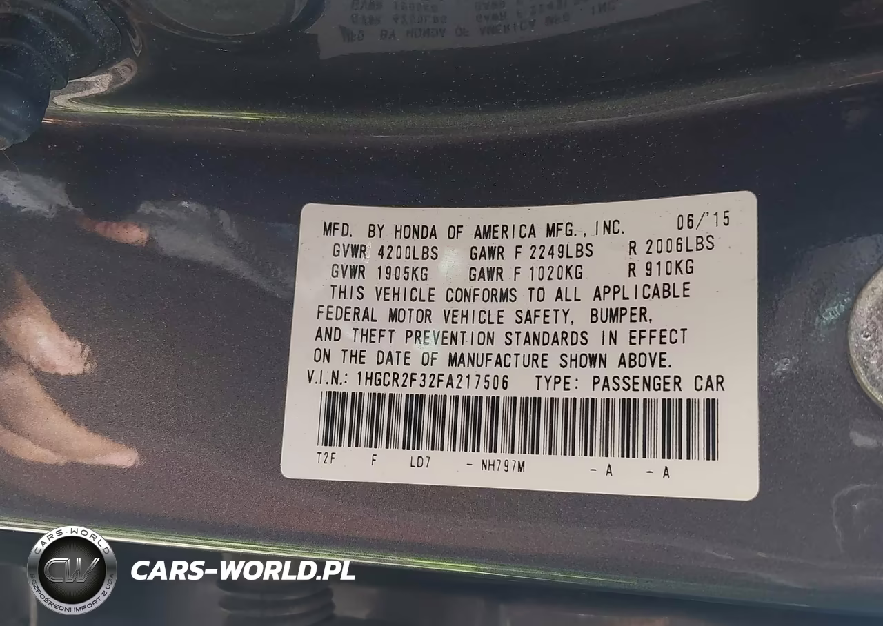 2015 Honda Accord Lx VIN:1HGCR2F32FA217506 - 9