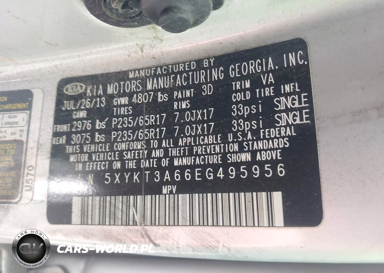 2014 Kia Sorento Lx VIN:5XYKT3A66EG495956 - 9