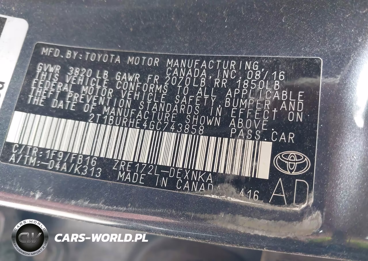 2016 Toyota Corolla Le VIN:2T1BURHE4GC743858 - 9
