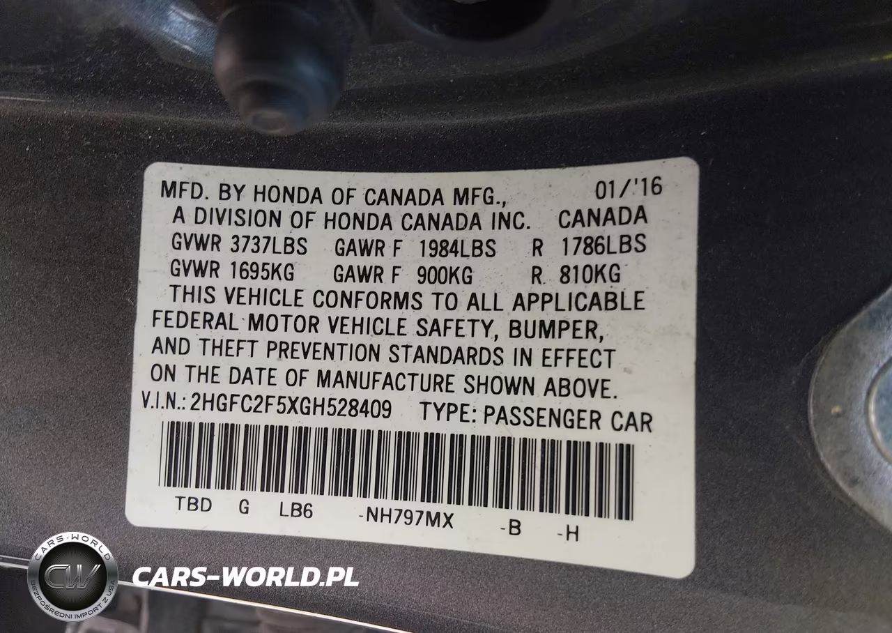 2016 Honda Civic Lx VIN:2HGFC2F5XGH528409 - 9