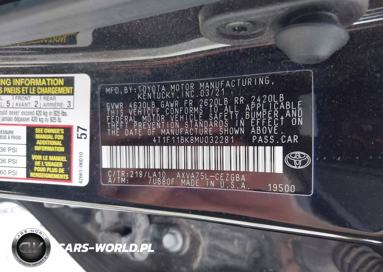 2021 Toyota Camry Xle Awd VIN:4T1F11BK8MU032281 - 9