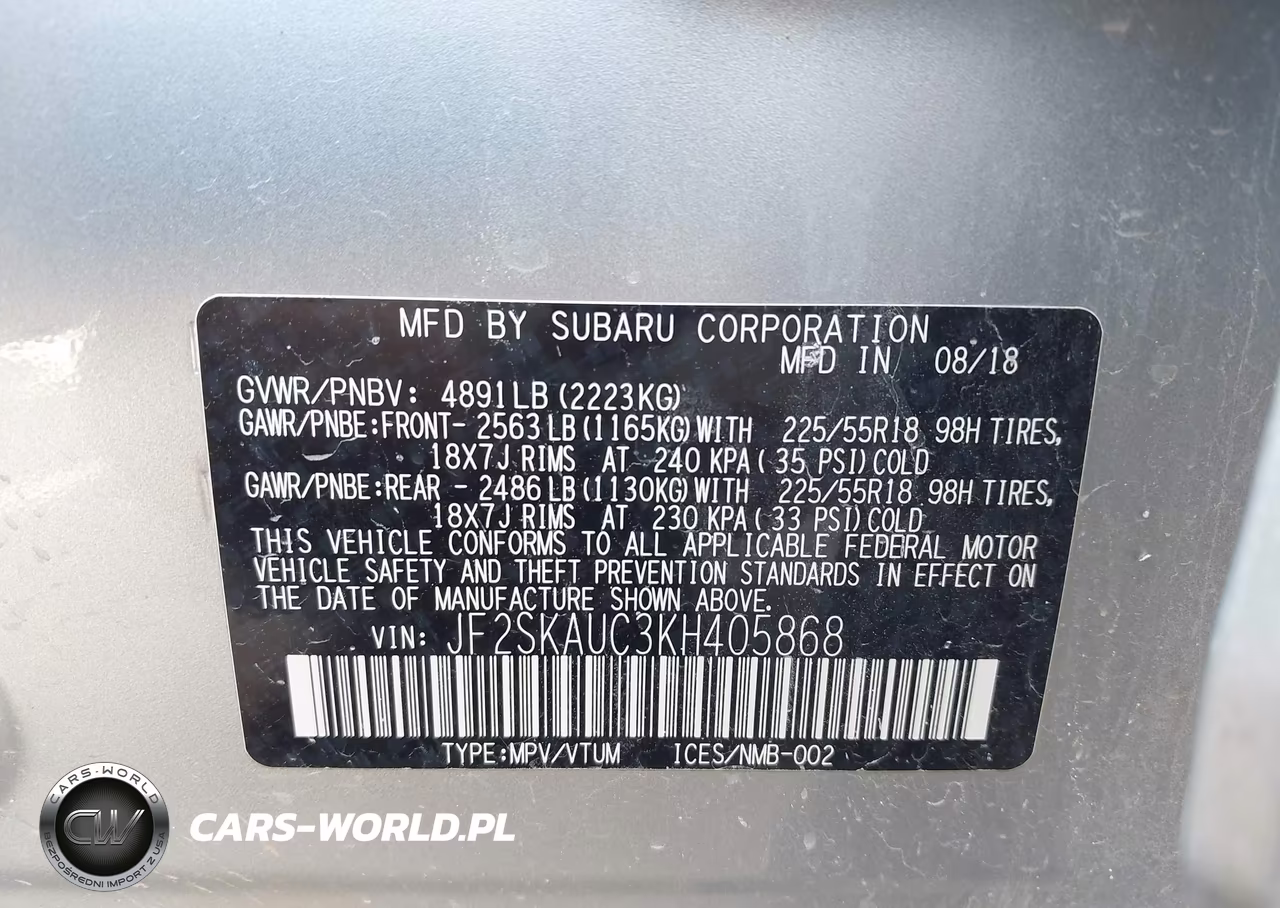 2019 Subaru Forester Limited VIN:JF2SKAUC3KH405868 - 9