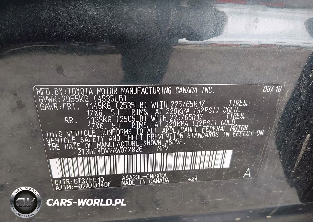 2010 Toyota Rav4 VIN:2T3BF4DV2AW077826 - 9