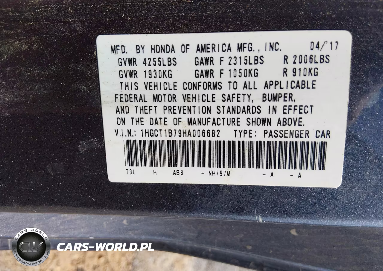2017 Honda Accord Ex VIN:1HGCT1B79HA006682 - 9