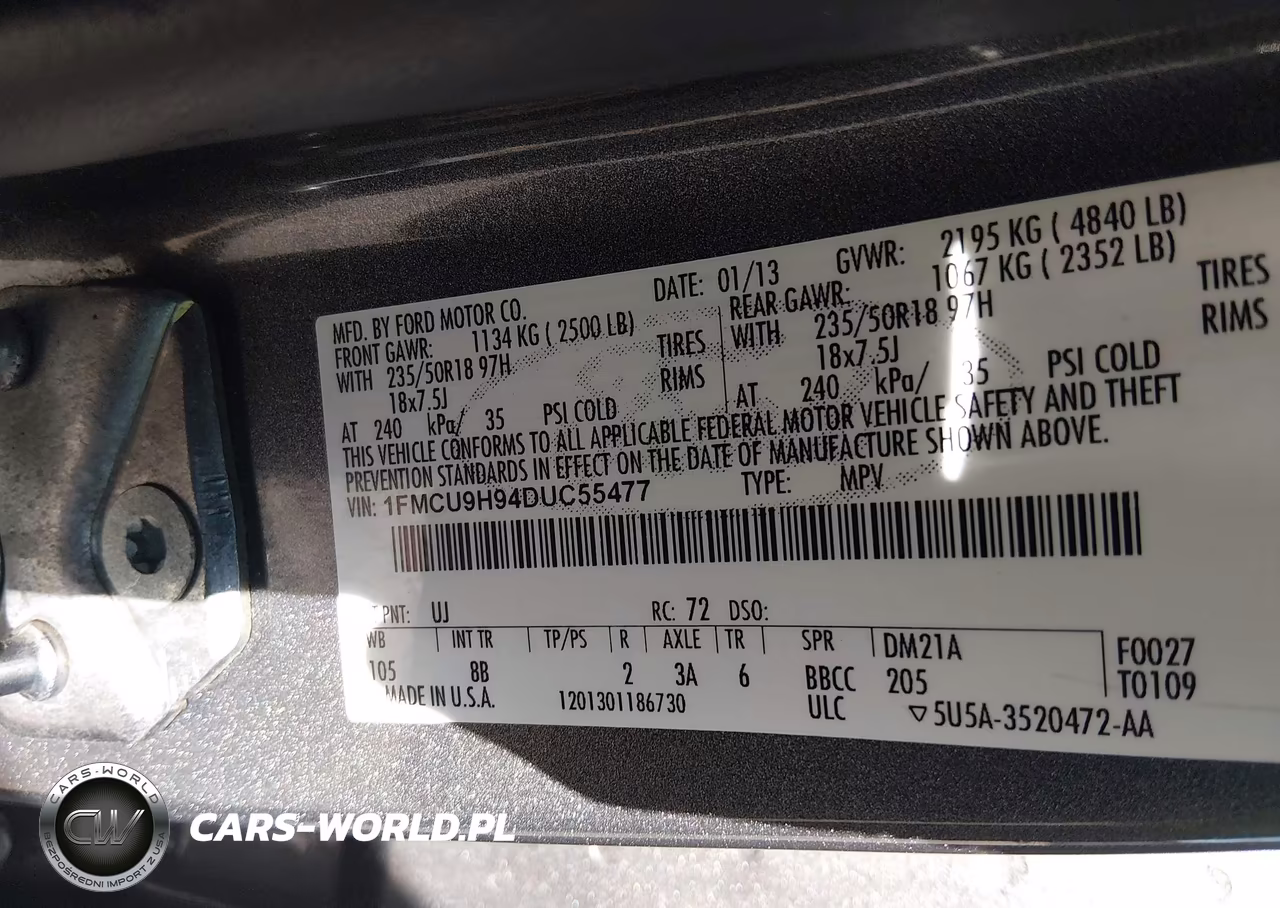 2013 Ford Escape Sel VIN:1FMCU9H94DUC55477 - 9