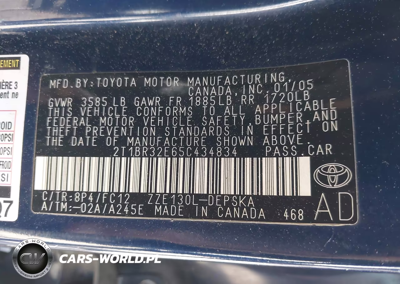 2005 Toyota Corolla S VIN:2T1BR32E65C434834 - 9