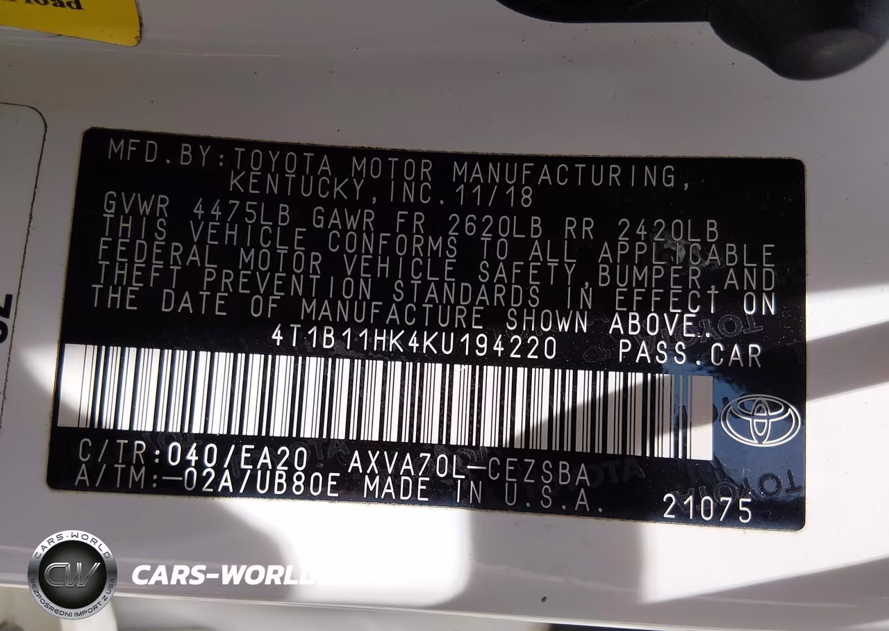 2019 Toyota Camry Se VIN:4T1B11HK4KU194220 - 9