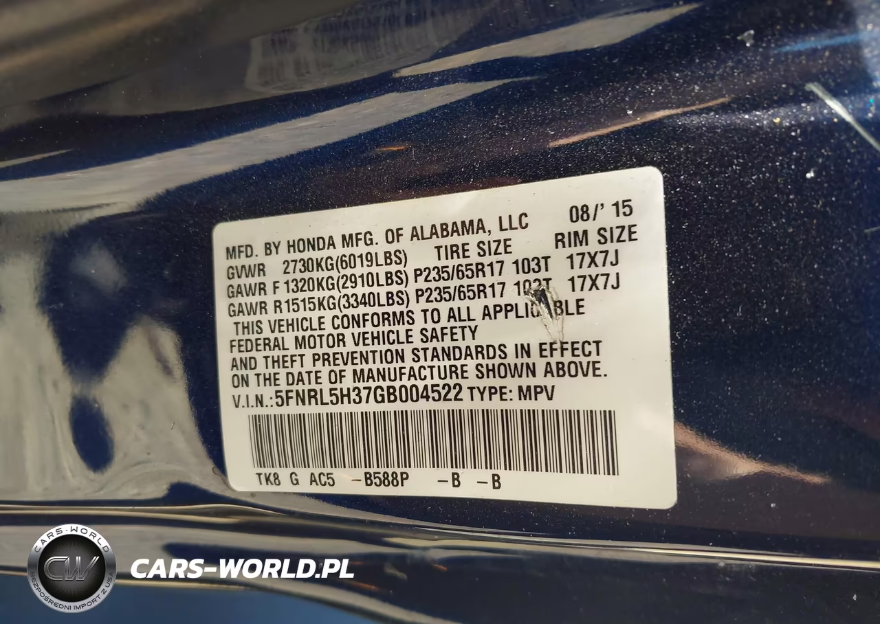 2016 Honda Odyssey Se VIN:5FNRL5H37GB004522 - 9