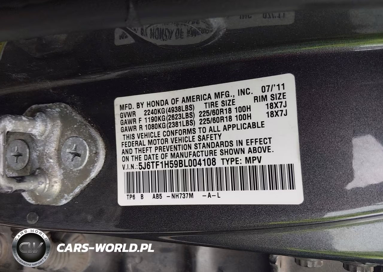 2011 Honda Accord Crosstour Ex-L VIN:5J6TF1H59BL004108 - 9