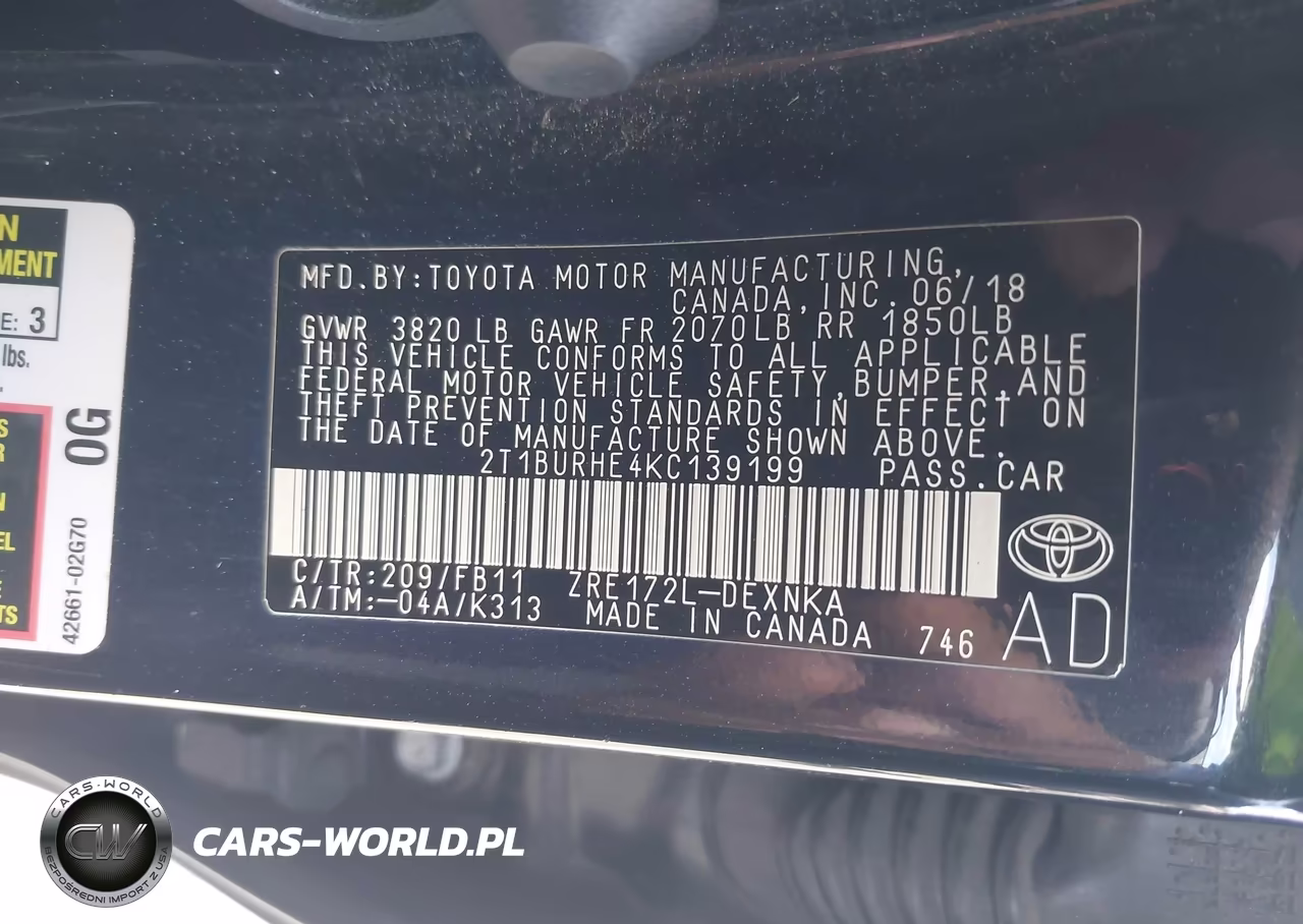 2019 Toyota Corolla Le VIN:2T1BURHE4KC139199 - 9
