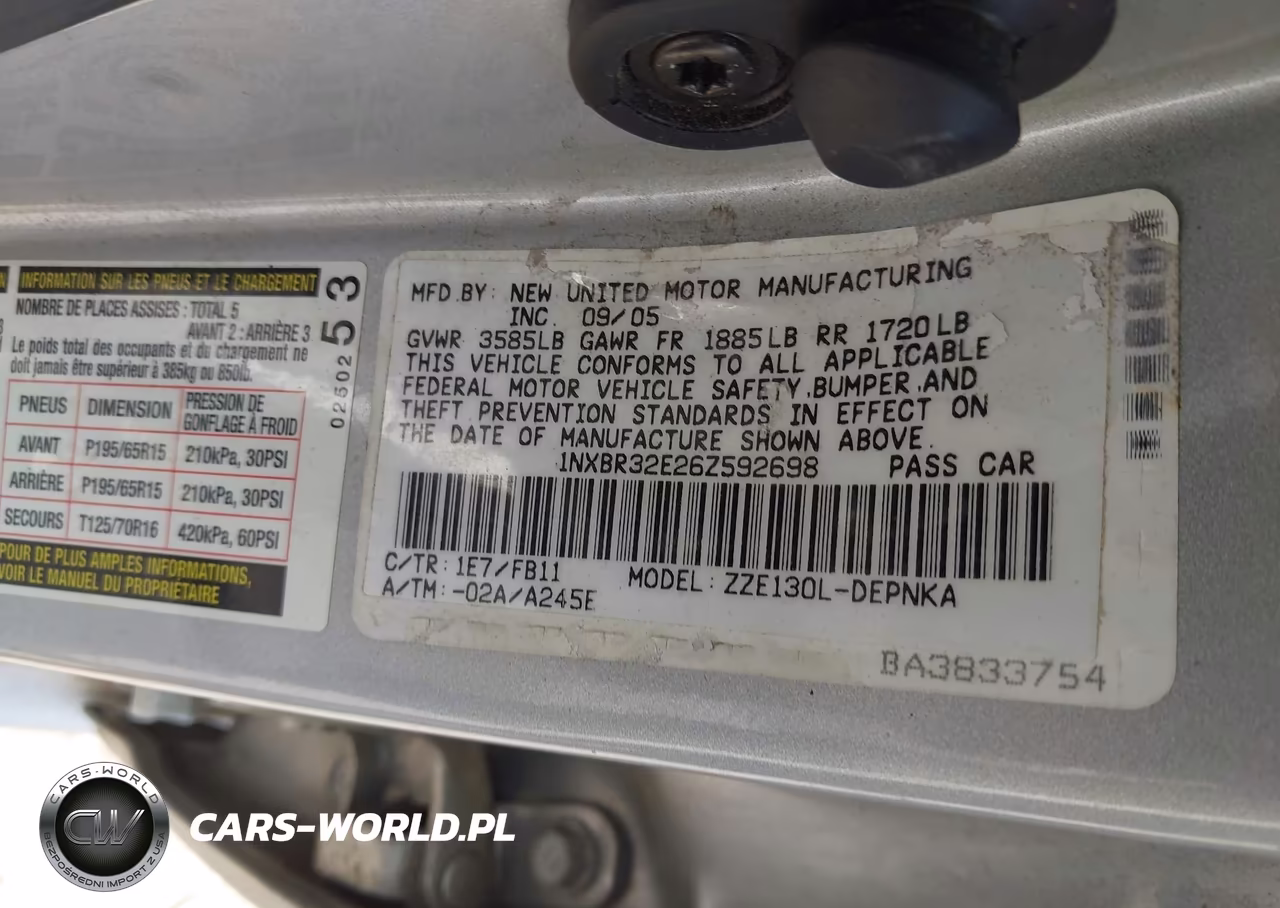 2006 Toyota Corolla Le VIN:1NXBR32E26Z592698 - 9