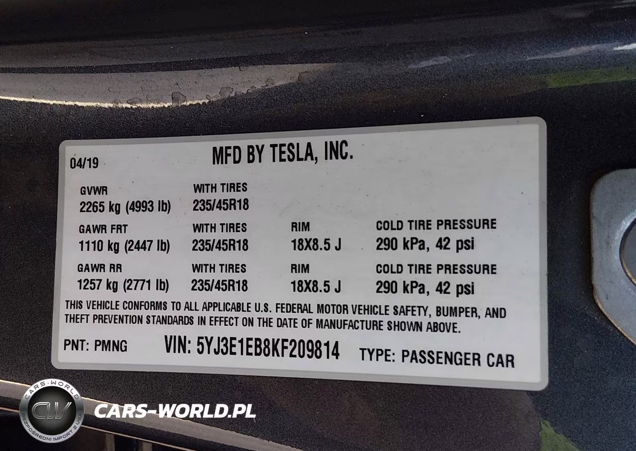 2019 Tesla Model 3 Long Range-Performance VIN:5YJ3E1EB8KF209814 - 9