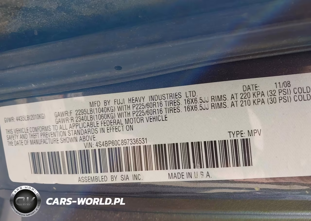 2009 Subaru Outback 2.5I VIN:4S4BP60C897336531 - 9
