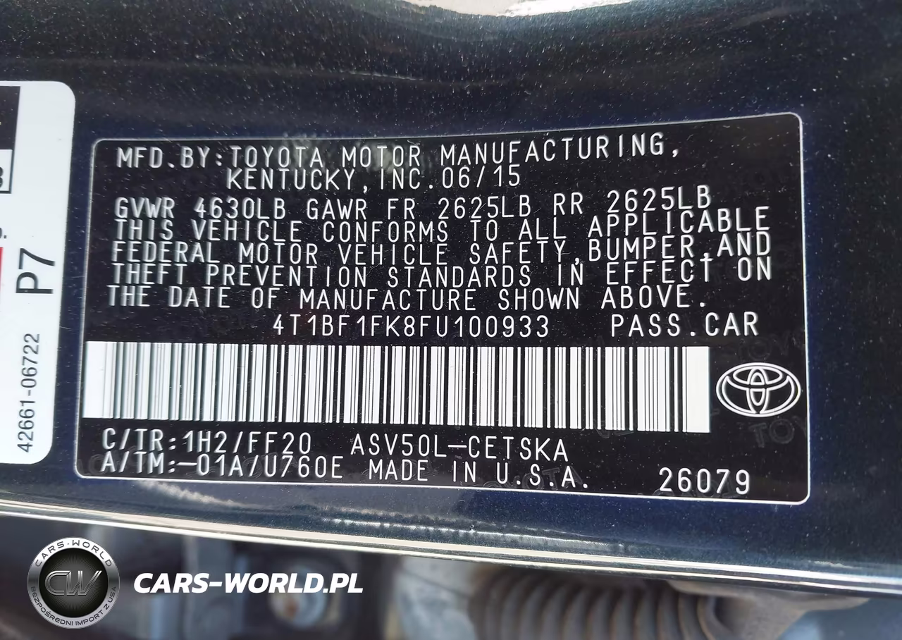 2015 Toyota Camry Se VIN:4T1BF1FK8FU100933 - 9
