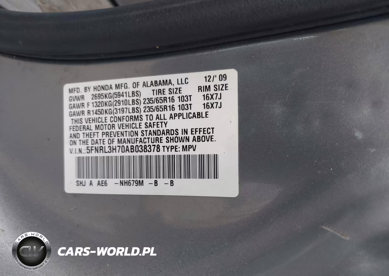 2010 Honda Odyssey Ex-L VIN:5FNRL3H70AB038378 - 9