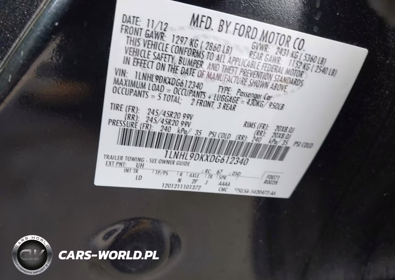 2013 Lincoln Mks VIN:1LNHL9DKXDG612340 - 9