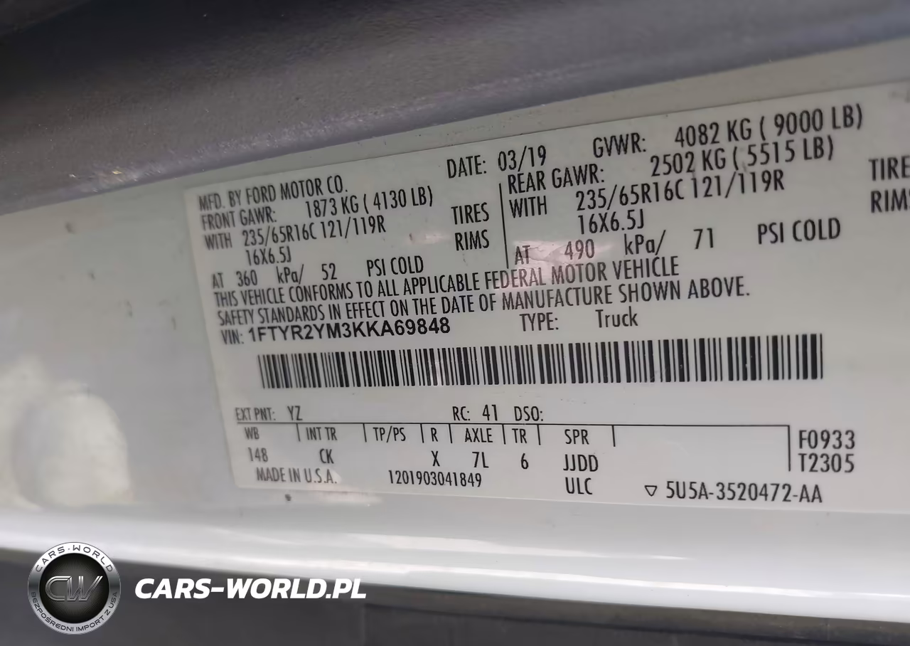 2019 Ford Transit-250 VIN:1FTYR2YM3KKA69848 - 9