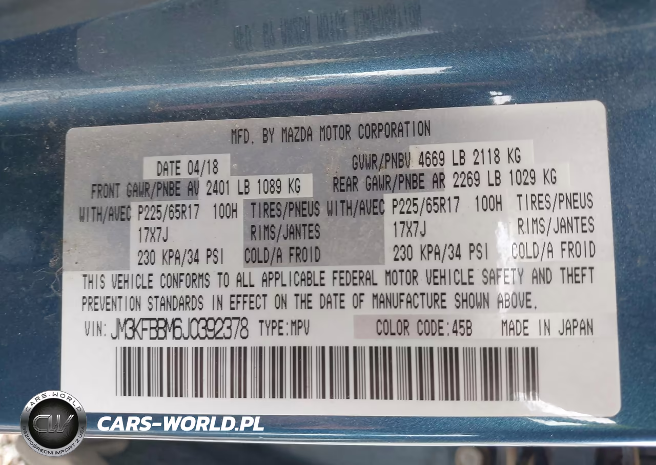 2018 Mazda Cx-5 Sport VIN:JM3KFBBM6J0392378 - 9