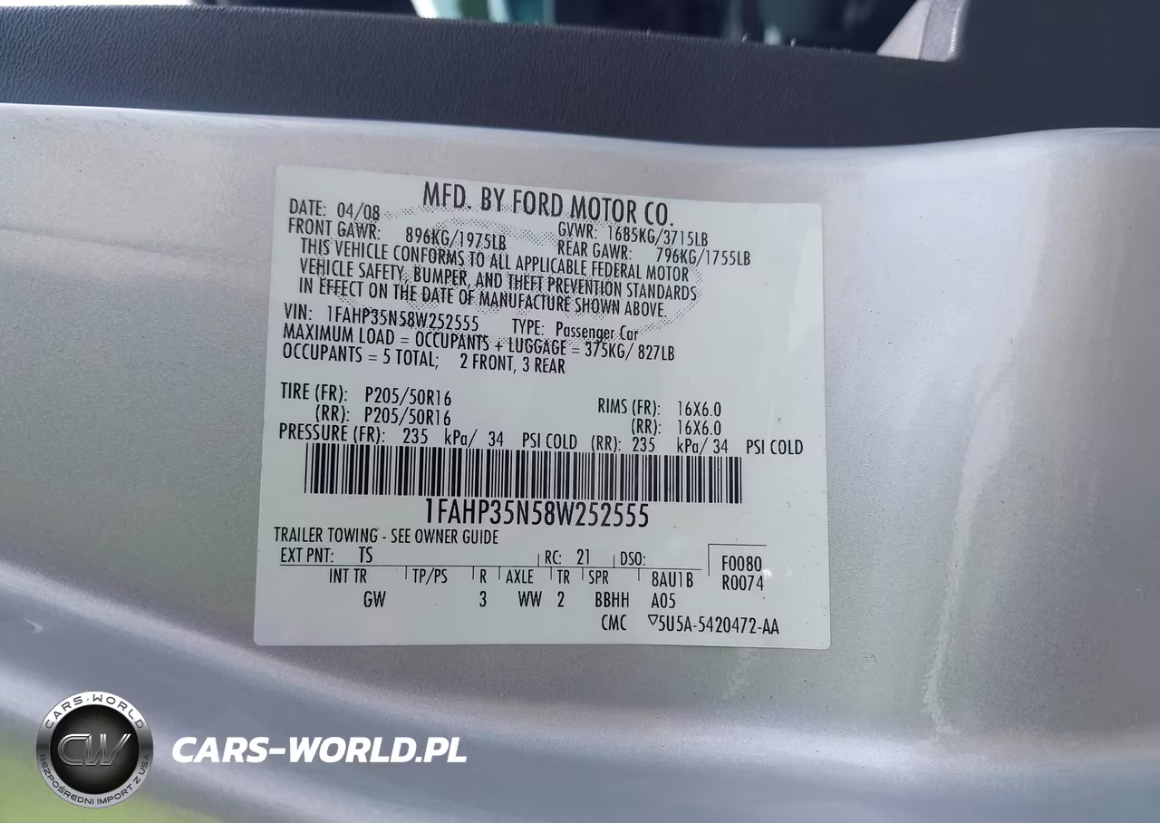 2008 Ford Focus Se-Ses VIN:1FAHP35N58W252555 - 9