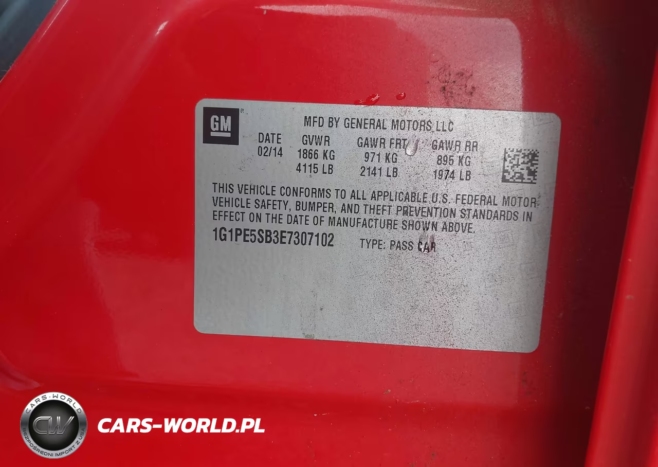 2014 Chevrolet Cruze 2Lt Auto VIN:1G1PE5SB3E7307102 - 9