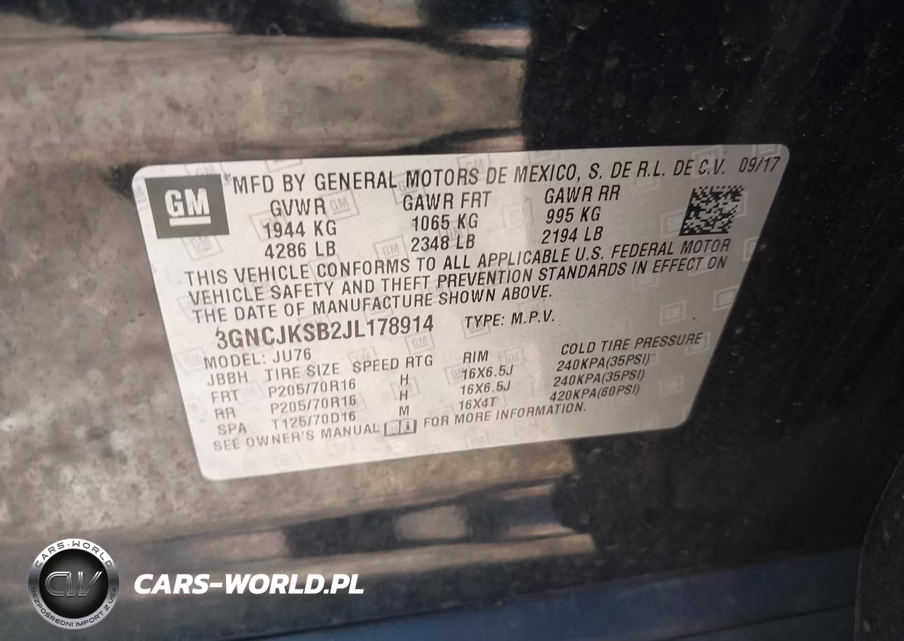 2018 Chevrolet Trax Ls VIN:3GNCJKSB2JL178914 - 9