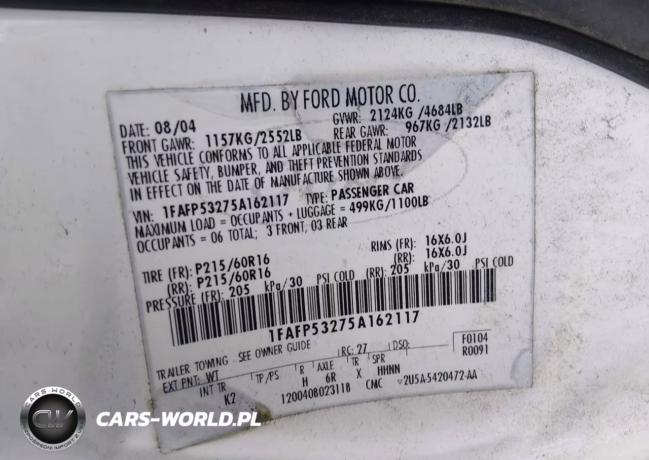 2005 Ford Taurus Se VIN:1FAFP53275A162117 - 9