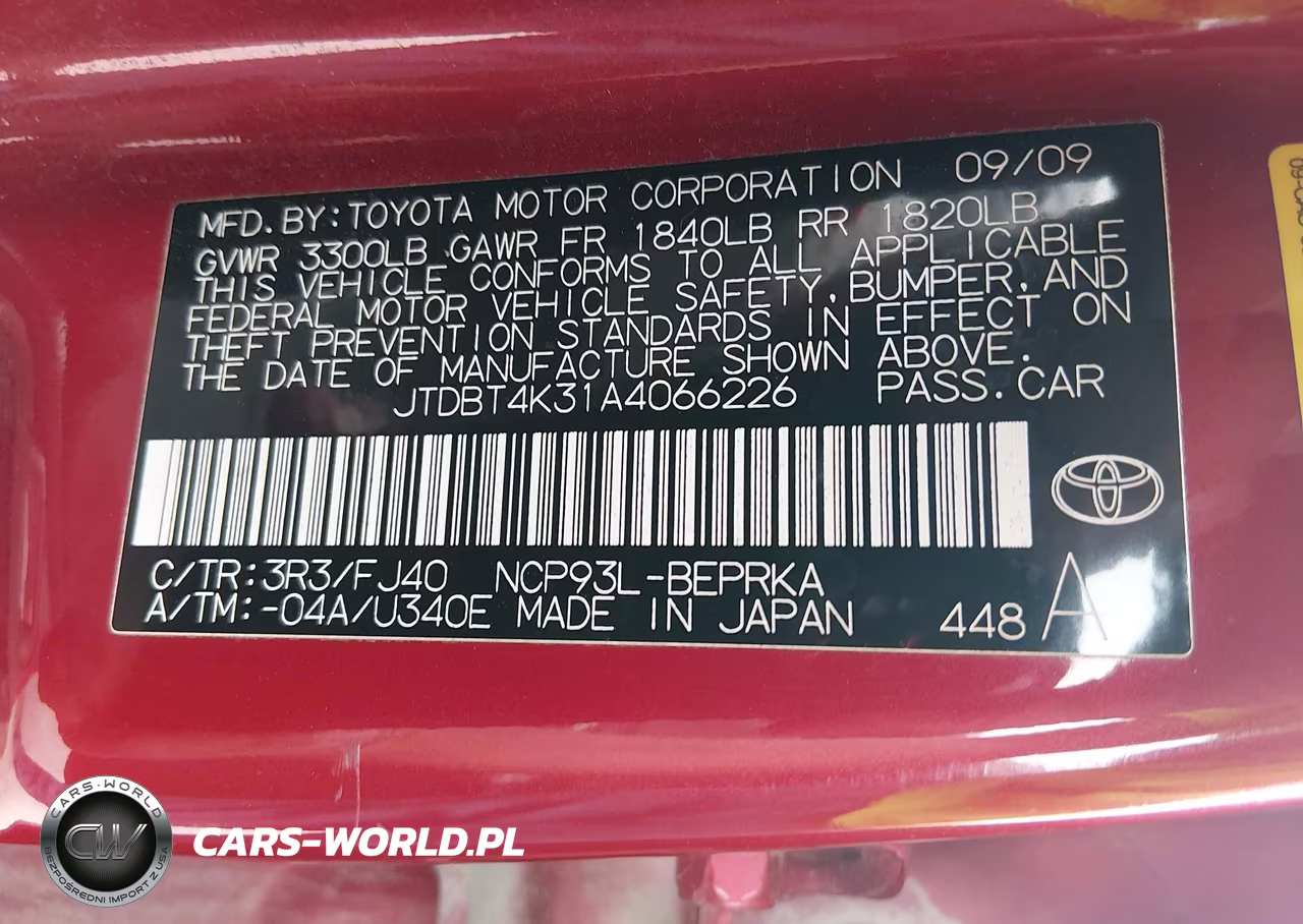 2010 Toyota Yaris VIN:JTDBT4K31A4066226 - 9