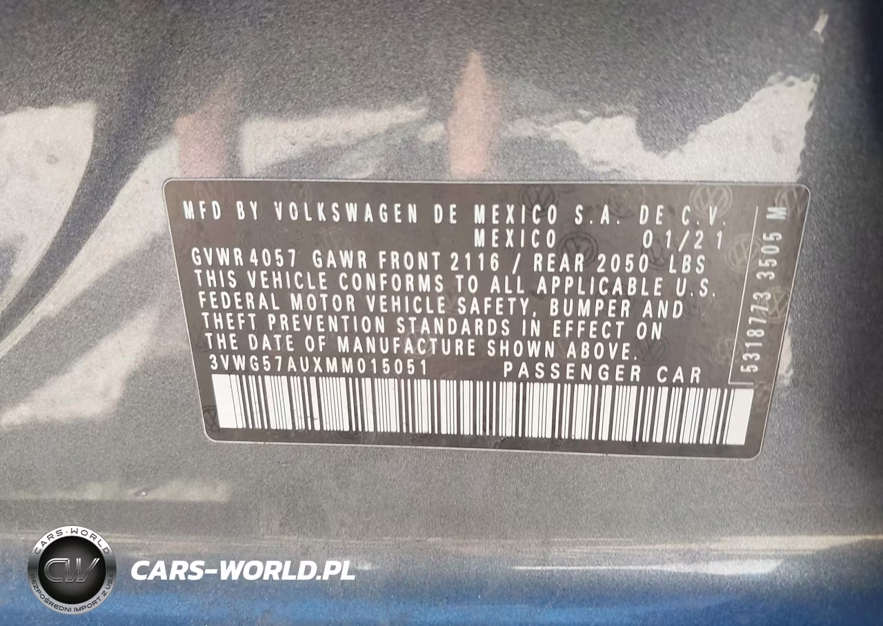 2021 Volkswagen Golf 1.4T Tsi VIN:3VWG57AUXMM015051 - 9