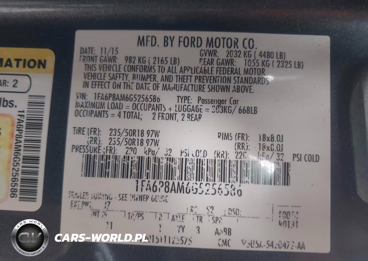 2016 Ford Mustang V6 VIN:1FA6P8AM6G5256586 - 9
