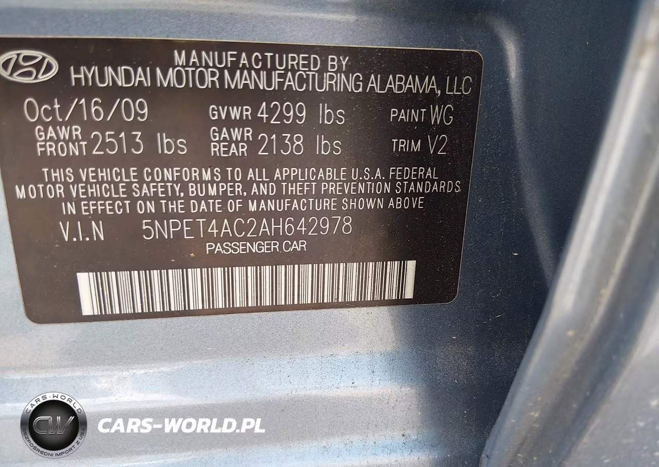 2010 Hyundai Sonata Gls VIN:5NPET4AC2AH642978 - 9