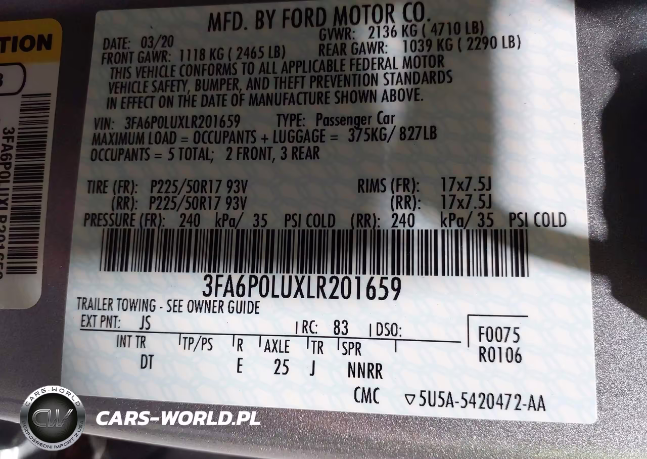 2020 Ford Fusion Hybrid Se VIN:3FA6P0LUXLR201659 - 9