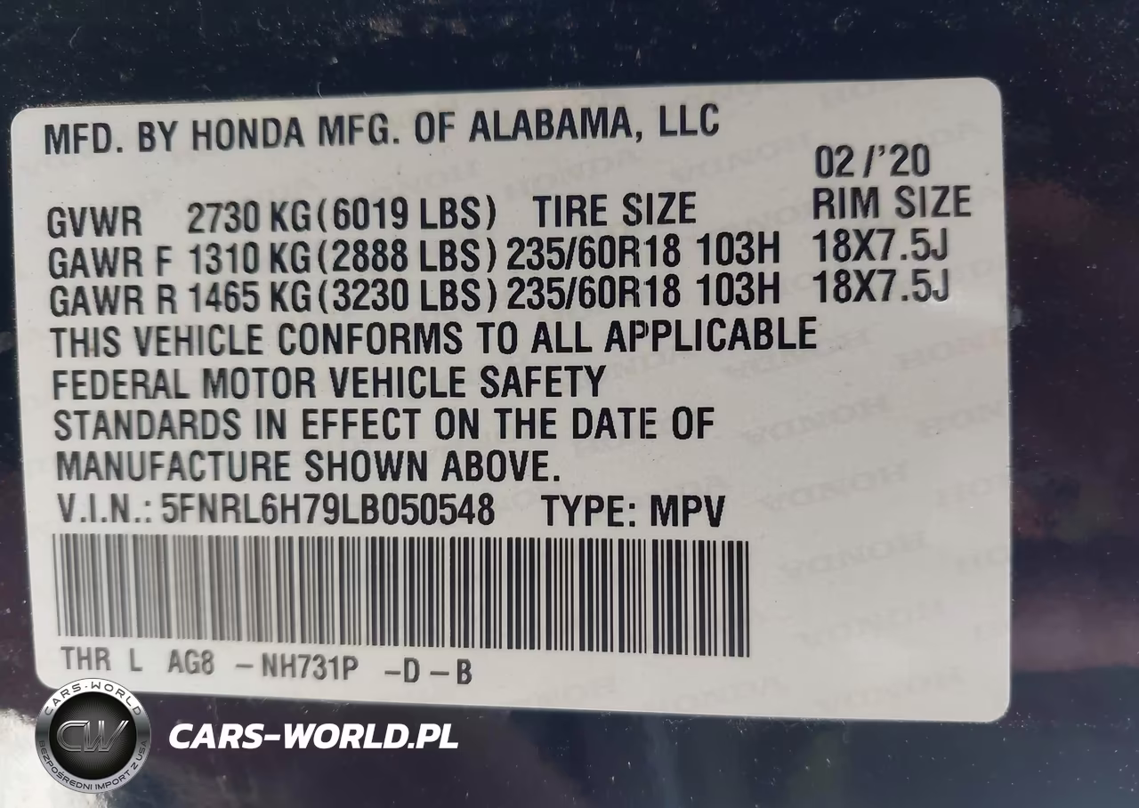 2020 Honda Odyssey Ex-L-Ex-L W-Navi Res VIN:5FNRL6H79LB050548 - 9