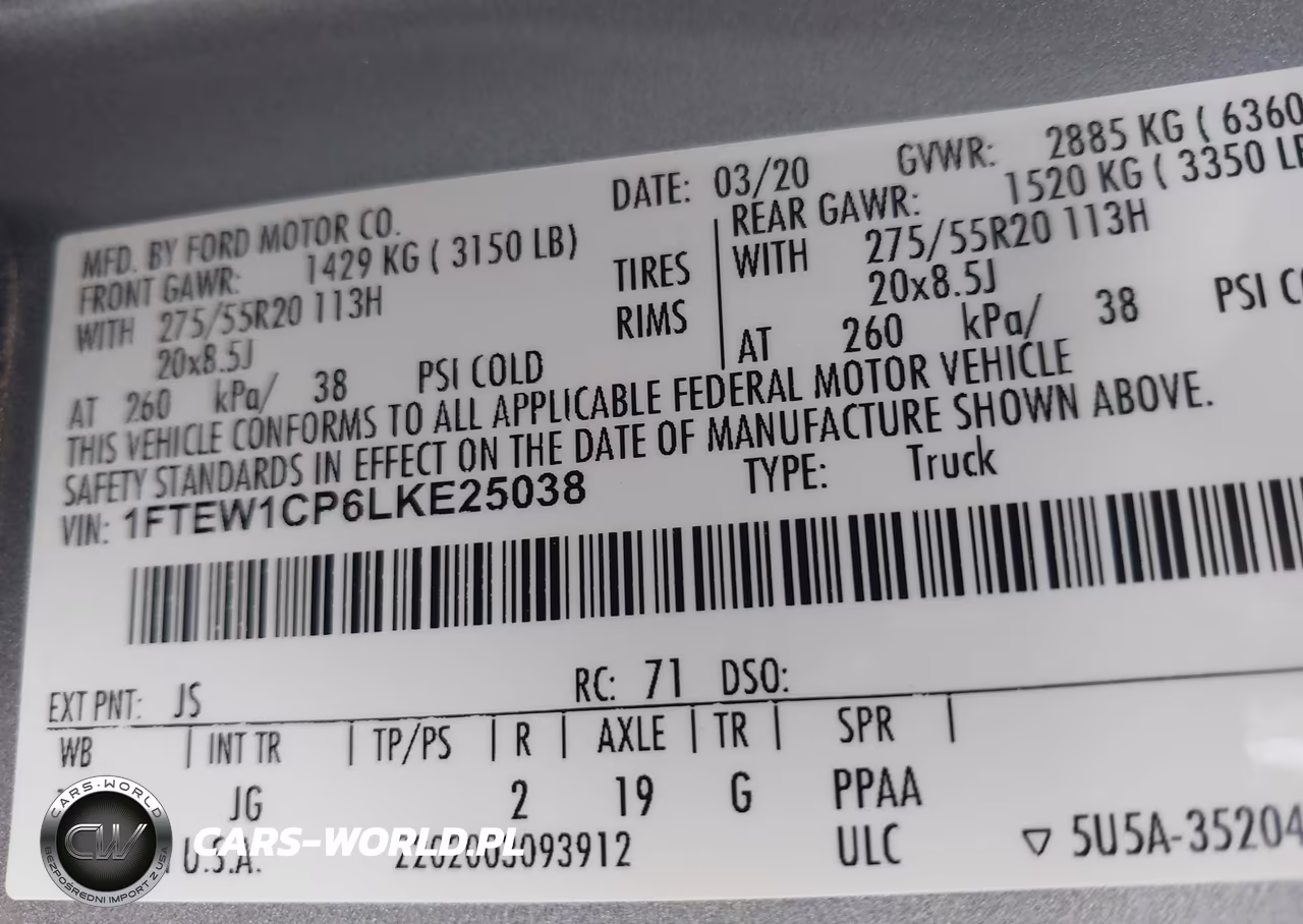 2020 Ford F-150 Xl VIN:1FTEW1CP6LKE25038 - 9