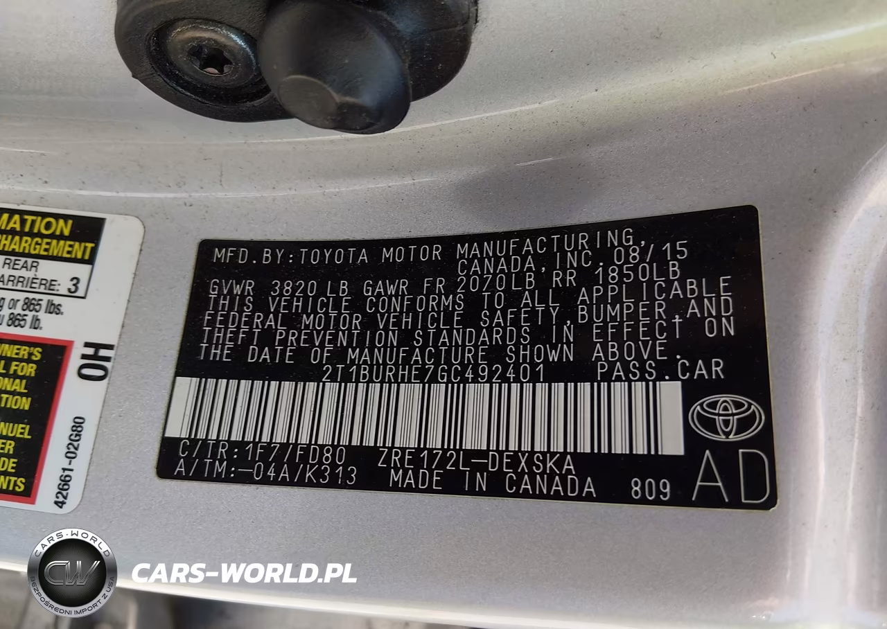 2016 Toyota Corolla S Plus VIN:2T1BURHE7GC492401 - 9