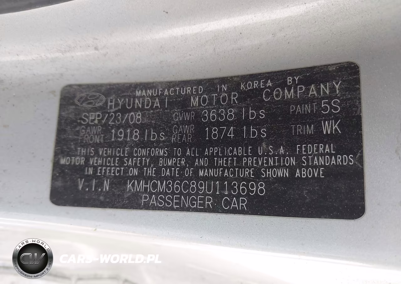 2009 Hyundai Accent Gs VIN:KMHCM36C89U113698 - 9