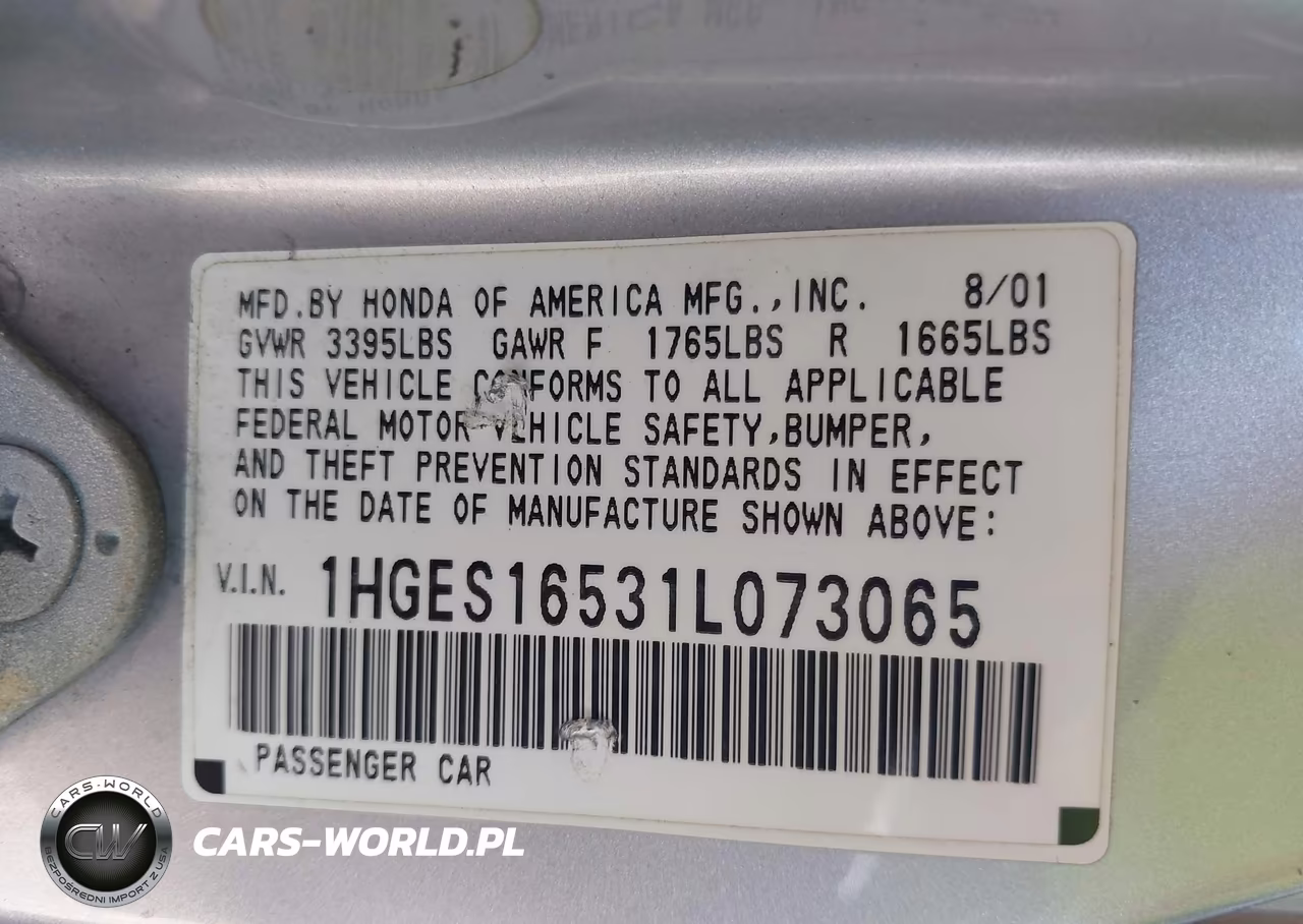 2001 Honda Civic Lx VIN:1HGES16531L073065 - 9
