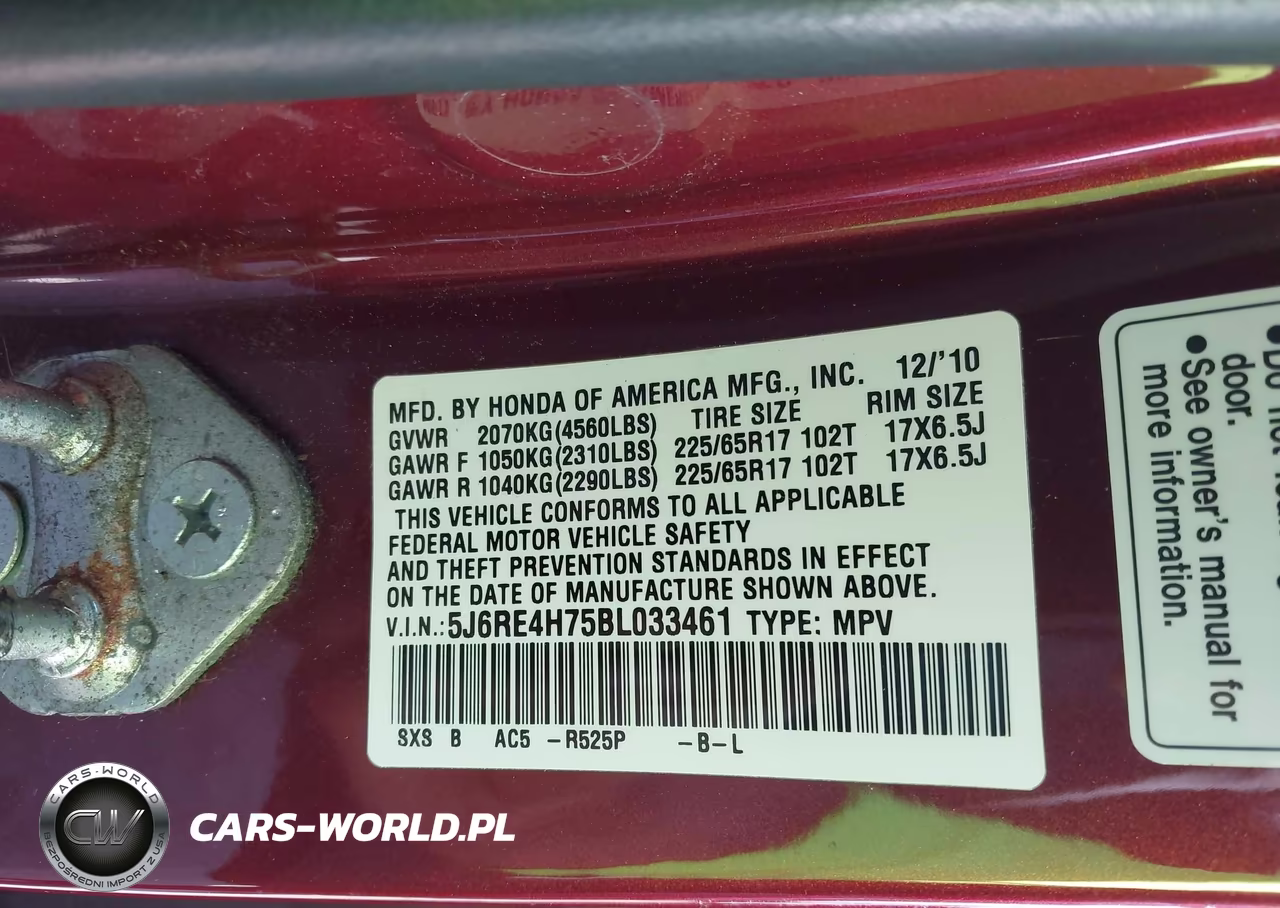 2011 Honda Cr-V Ex-L VIN:5J6RE4H75BL033461 - 9