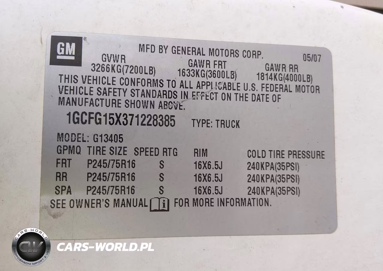 2007 Chevrolet Express Work Van VIN:1GCFG15X371228385 - 9