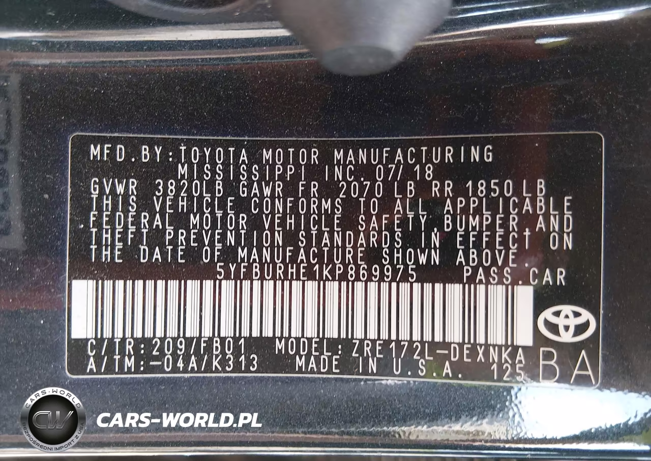 2019 Toyota Corolla Le VIN:5YFBURHE1KP869975 - 9