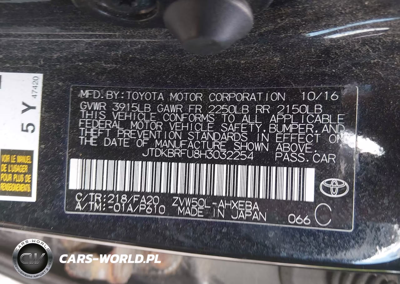 2017 Toyota Prius Two VIN:JTDKBRFU8H3032254 - 9