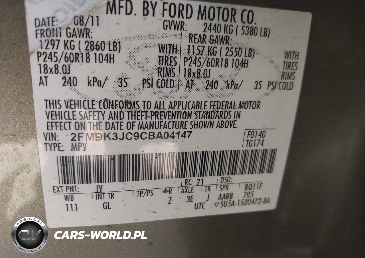 2012 Ford Edge Sel VIN:2FMDK3JC9CBA04147 - 9