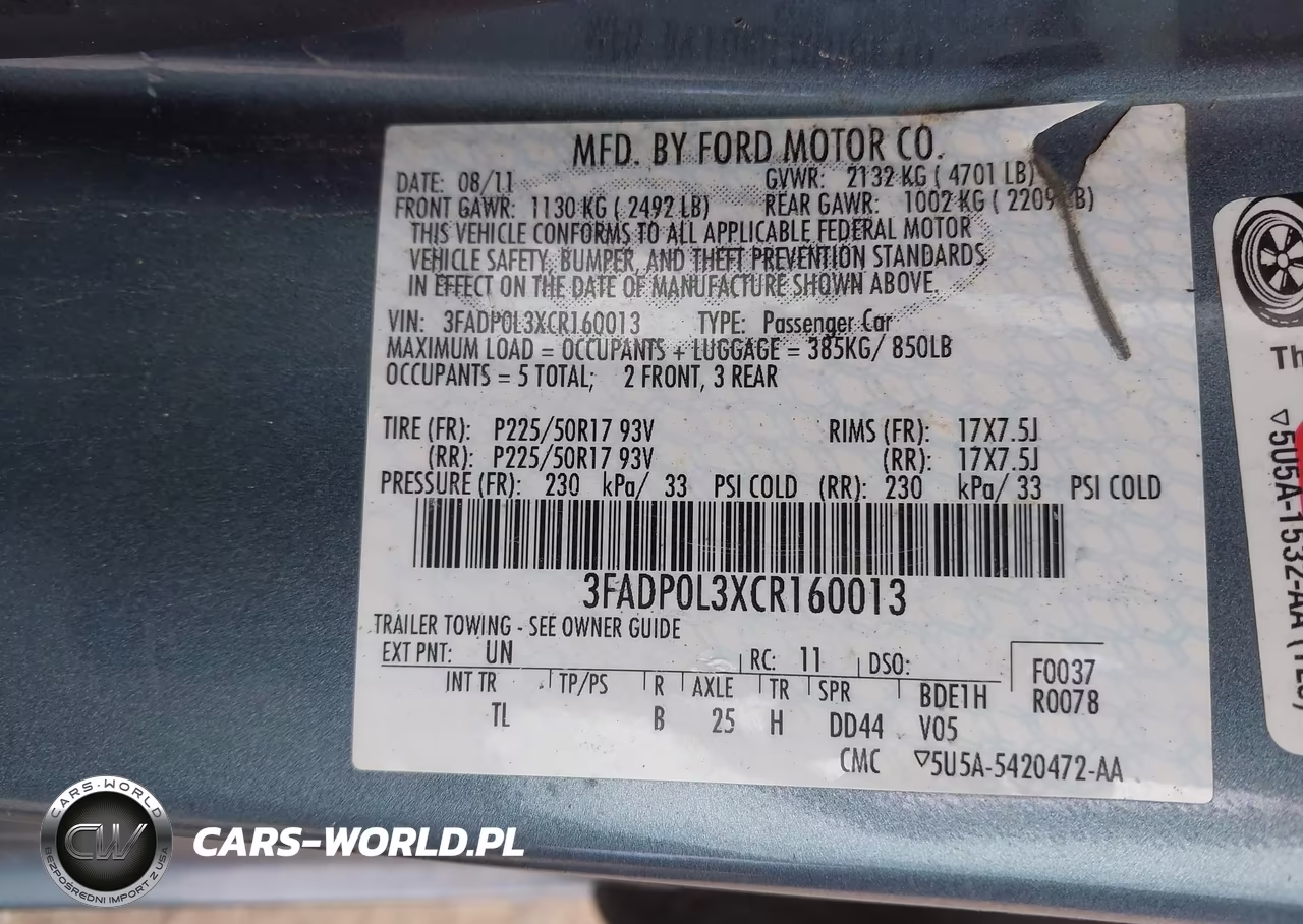 2012 Ford Fusion Hybrid VIN:3FADP0L3XCR160013 - 9