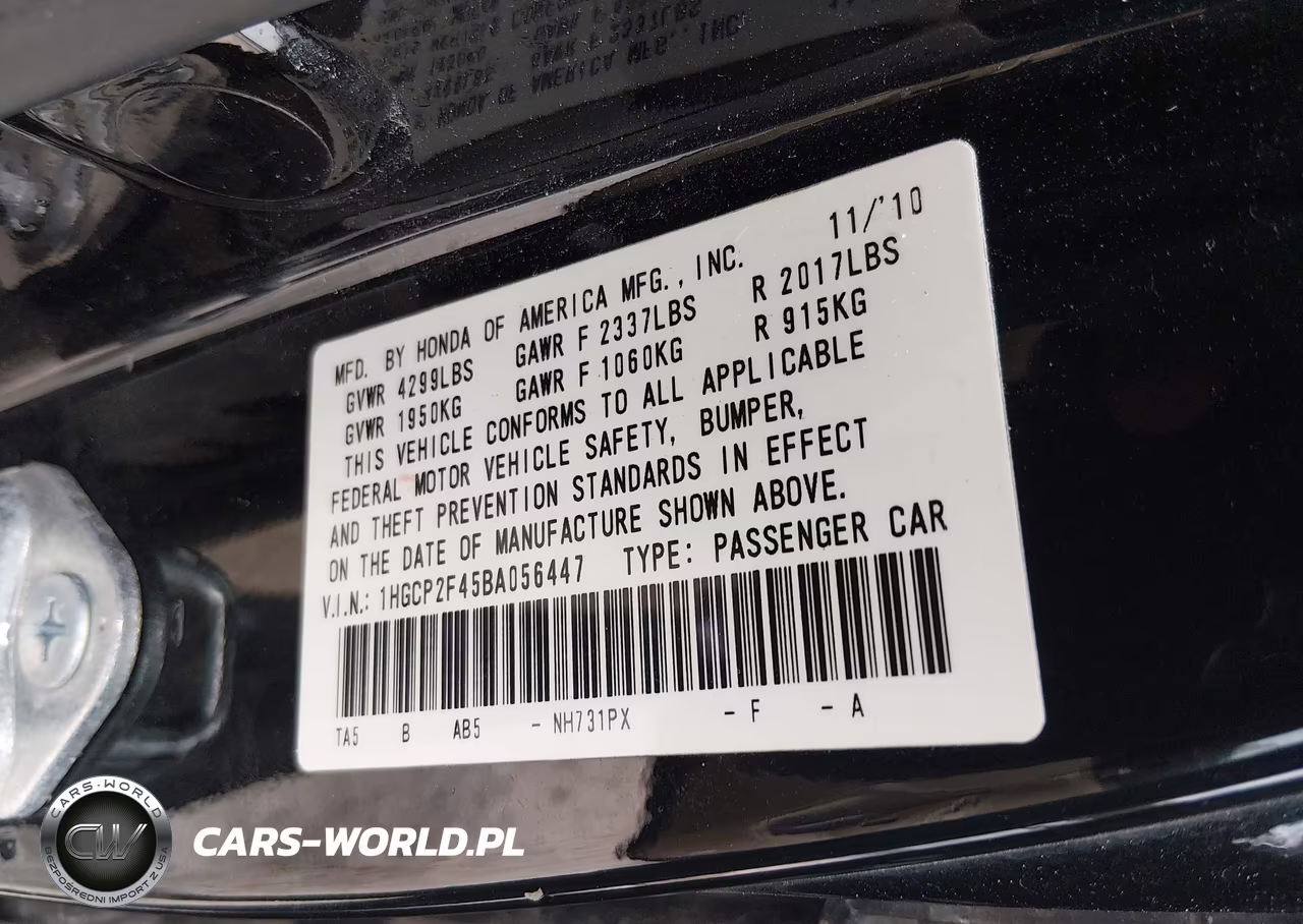 2011 Honda Accord 2.4 Lx-P VIN:1HGCP2F45BA056447 - 9